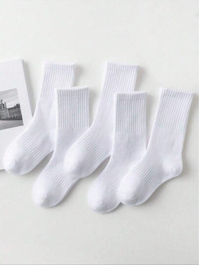 5Pairs Of Girl's Crew Socks,WhiteSocks,Girl Socks,Cute Socks,GirlsSocks,Autumn/Winter/Spring/FalSocks,Mesh Breathable Details, GuideRail Breathable Hole Design, MoistureWicking, Soft And Smooth, Suitable ForVarious Holidays, Sports, Leisure,Business And Other Daily Wear, Can BeWorn Al Year Round