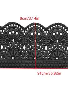1pc Fine Cotton Embroidered Lace Trim, DIY Garment Sewing Accessory For Cuffs, Collars, Skirt Hem Decoration