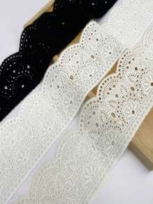 1pc Fine Cotton Embroidered Lace Trim, DIY Garment Sewing Accessory For Cuffs, Collars, Skirt Hem Decoration