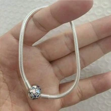 New S925 Pure Silver Round Ball, Heart, Butterfly, Fully Embedded Rhinestone Snake Bone Chain Bracelet, Suitable For Original DIY Bracelets, Fashionable Elegant Jewelry Gift For Women Birthdays - Pan's Bracelet - View 5