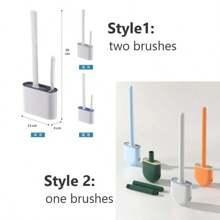 Wall Hanging Toilet Brush With Holder Long Handled Silicone Toilet Brush Soft Bristles WC Cleaning Brush Bathroom Accessories