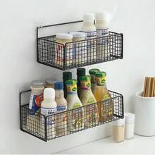 Bathroom Organiser Multifunctional Toiletries Organiser No-Punch Bathroom Shelf Bathroom Kitchen Wall Mount Storage Rack - Black - View 4