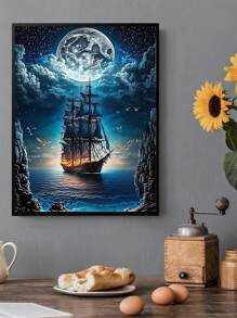 Kit de pintura de diamantes de 5D con mosaico de paisaje lunar, bordado de punto de cruz. Juego de pintura de diamantes DIY, decoración del hogar, manualidad de regalo