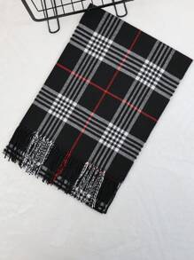 1 件经典格子男士围巾，男女通用男友风格礼物，双面时尚保暖颈部保暖，适合秋冬季，男女皆宜男士配饰男士围巾 - 彩色 - 查看 4