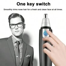 AXH Men's Nose & Ear Hair Trimmer, Stainless Steel Manual Waterproof Portable Nose Hair Shaver - Black - View 5