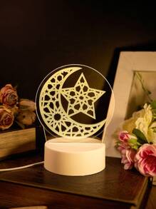 1 pièce Étoile et lune 3D lumière, décoration de lumière de bénédiction de fête, décoration de fête