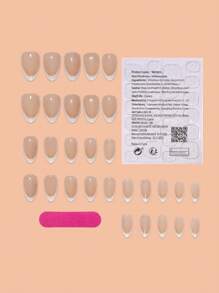 30 件短款棺材哑光大理石渐变法式按压指甲，韩式甜美清爽，包含 1 件果冻凝胶和 1 个指甲锉，适合女士派对、跳舞、休闲装，可重复使用美甲用品 - 彩色 - 查看 2