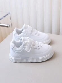 1 双女童时尚运动鞋，软底轻便跑鞋，滑板鞋，幼儿步行鞋 - 白色 - 查看 5