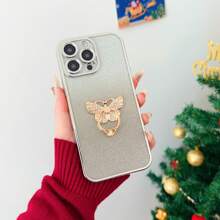 1 个透明外壳，带电镀闪光和水钻蝴蝶手机环支架，兼容 iPhone/Realme/P/Honor/Redmi/Galaxy 型号，防震，奢华全覆盖电镀 - 銀色 - 查看 4