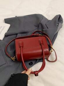 New High-Quality Minimalist Solid Color Maladeh Handbag, Beautiful Design Casual Crossbody Bag, Minimalist Solid Color Classic Dignified Shoulder Bag For Work, Dating, Women, Holiday Gift, Best Mother's Day Gifts Women , Mum Gifts, Mother's Day - Burgundy - View 9