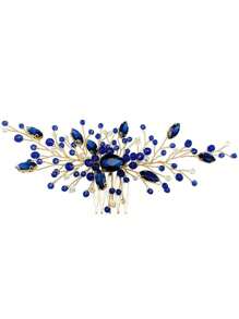 Peigne à cheveux en cristal fait main, accessoire de cheveux de mariage de couleur bleue pour la mariée