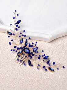 Peigne à cheveux en cristal fait main, accessoire de cheveux de mariage de couleur bleue pour la mariée