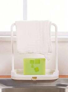 1pc Grey Kitchen Sink Rack Tray Organizer Stand,Kitchen Countertop Rust Proof Sink Accessories ,For Sponge, Dish Cloth, Rag, Brush, Scrubber Storage Holder. - Type B - View 13