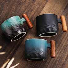 Creative Handmade Exquisite Coffee Cup Vintage Coffee Cup With Wooden Handle Mug Cups Mugs Drinkware Kitchen Dining Bar Home