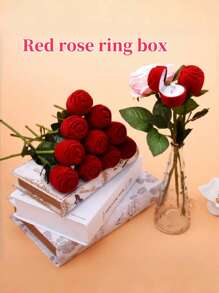 2pcs Red Rose Ring Box, Valentine's Day Holiday Gift, Personalized Creative Ring Box, Easter Gift Wreath - Multicolor - View 10
