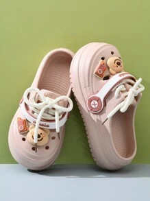 New Lace-Up Accessory Fashion Simple Hollow Out Sandals For Women, Elegant Lady Versatile Flat Platform Clogs - Pink - View 2