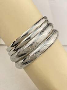 4pcs/3pcs Vintage Punk Asymmetric Big & Chunky Bracelet Set, Women Timeless Beauty Cuff Bracelet, Everyday Wear Jewelry Accessory