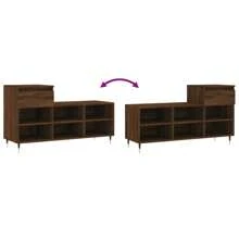 Stylish Brown Oak Engineered Wood Shoe Cabinet 100 Cm For Organized Storage - Brown - View 8