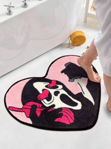 DeramHy home 2024 New DeramHy Home 1 Piece Nightmare Before Christmas Bath Mat: Ultra-Soft & Absorbent Skull Rug With Non-Slip Backing - Unique Pink & Black Halloween Decor For Bathroom - Washable & Perfect Gothic Gift (Halloween & Christmas Special) Home Bathroom Decor Floor Carpet Outdoor Rug Door Mat Summer Bathroom Accessories Back To School