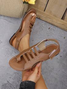 Damen Braune Sandalen, modisch & bequem, geeignet für Sommerreisen und Freizeitaktivitäten, leichtes Design, modisches neues Modell, vielseitig für den Outdoor-Einsatz - Braun - Übersicht 6