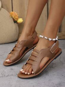 Damen Braune Sandalen, modisch & bequem, geeignet für Sommerreisen und Freizeitaktivitäten, leichtes Design, modisches neues Modell, vielseitig für den Outdoor-Einsatz - Braun - Übersicht 2