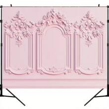 1 Piece, Vintage Light Pink Room Background Cloth - French Castle Wall And Modern Home Photography Props Background Cloth Party Banner, Multi-Size, Ambiance Decor/Party Decor, Suitable For Weddings, Bridal Parties, Birthdays, Indoor/Outdoor Decor, Home, Garden, Patio Decor, Universal Theme