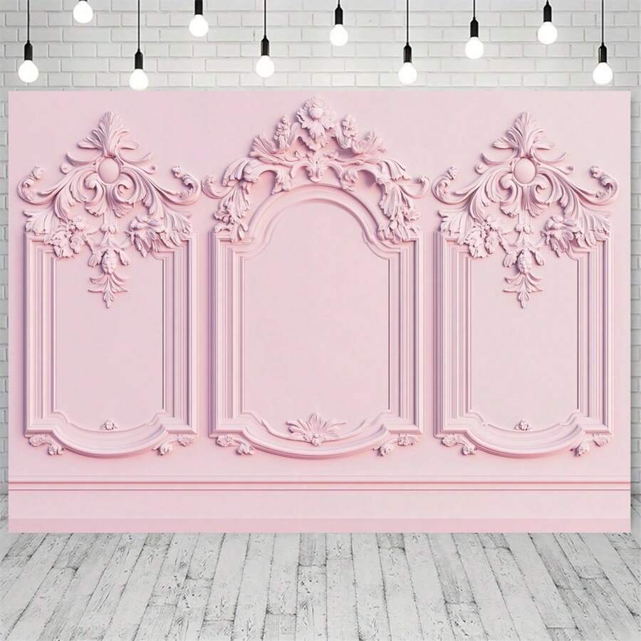 1 Piece, Vintage Light Pink Room Background Cloth - French Castle Wall And Modern Home Photography Props Background Cloth Party Banner, Multi-Size, Ambiance Decor/Party Decor, Suitable For Weddings, Bridal Parties, Birthdays, Indoor/Outdoor Decor, Home, Garden, Patio Decor, Universal Theme