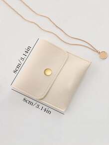 1 pièce Pochette de rangement portable pour bijoux, boucles d'oreilles, bagues et colliers. Cadeau pour la petite amie, essentiel de voyage - Beige - Voir 4