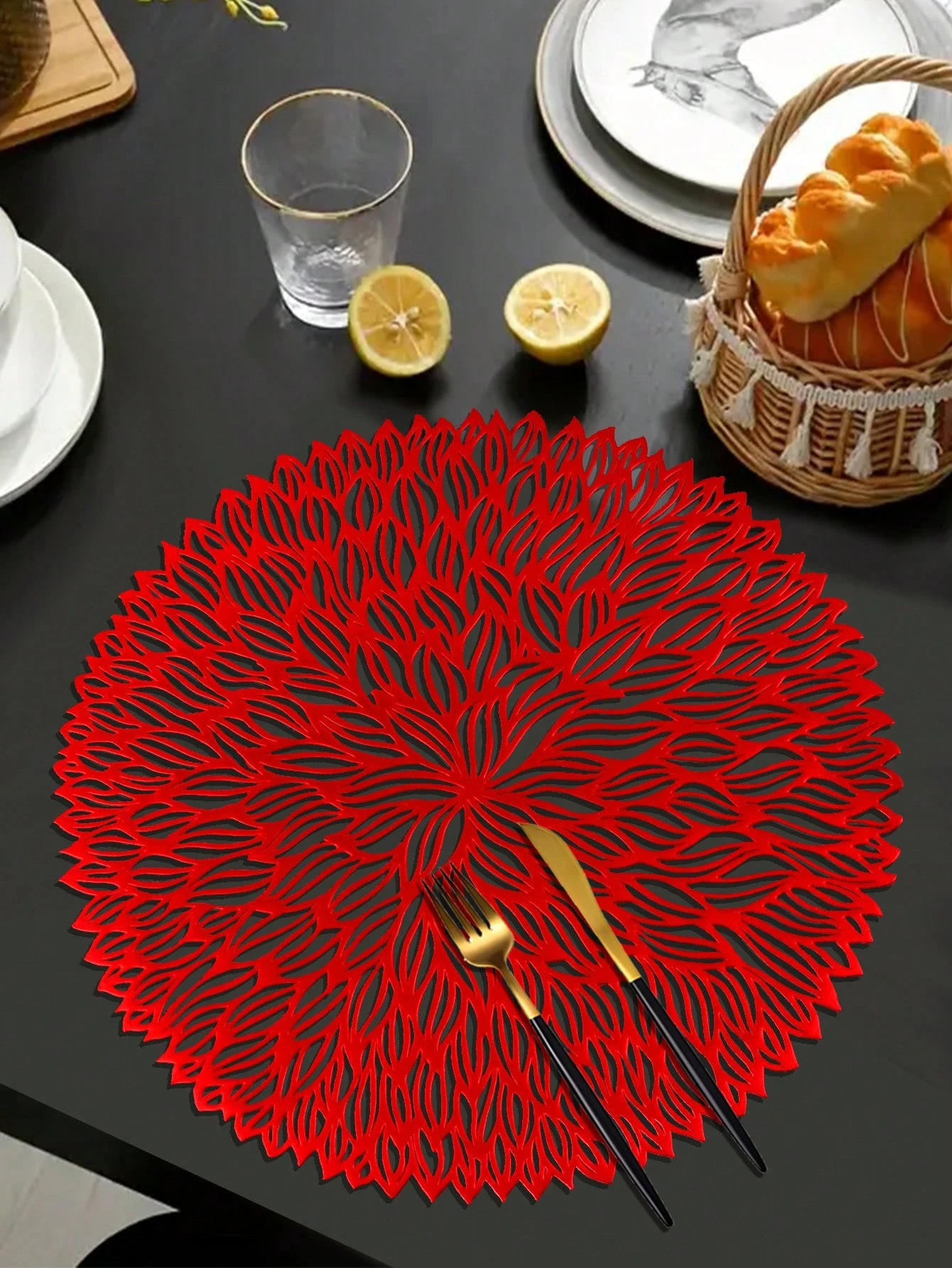 1/4/6/8pcs Spring Feather Placemats, Suitable For Wedding Party Dinner ...