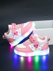 1 Paio di scarpe da ginnastica casual da ragazza con luci a LED, comode, scarpe sportive e da skateboard - Rosa - Visualizzare 2