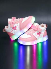 1 Paio di scarpe da ginnastica casual da ragazza con luci a LED, comode, scarpe sportive e da skateboard - Rosa - Visualizzare 7