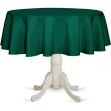 1 pezzo di tovaglia rotonda con finitura in raso, colore azzurro chiaro, tessuto lucido per la decorazione del tavolo da pranzo