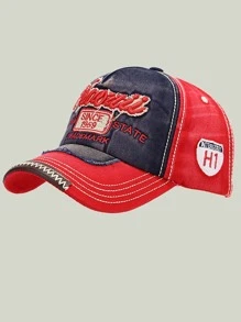 1pc Unisex Vintage Letter Embroidered Patchwork Baseball Cap, Outdoor Sun Protection Sports Cap, Distressed Street Fashion Hat For Daily Wear, Made Of Polyester With Embroidery