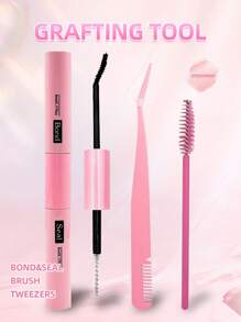 200 piezas Kit de extensión de pestañas con estilo D Curl, con grupos de pestañas postizas de visón falso de 8-16 mm, pegamento para pestañas, agente sellador, herramientas aplicadoras de pestañas, pinzas y cepillo, kit de extensión de pestañas DIY - Negro - Ver 3