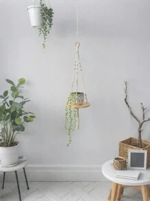 1PC Handmade Nordic Woven Wall Hanging - Round Macrame Plant Stand, Balcony Decorative Stand, Living Room, Bedroom, Bohemian Style Storage Rack, Wall Decor, Hanging Basket Organizer, Indoor/Outdoor Decor Room Decors Garden Decor Wedding Decor Home Decors
