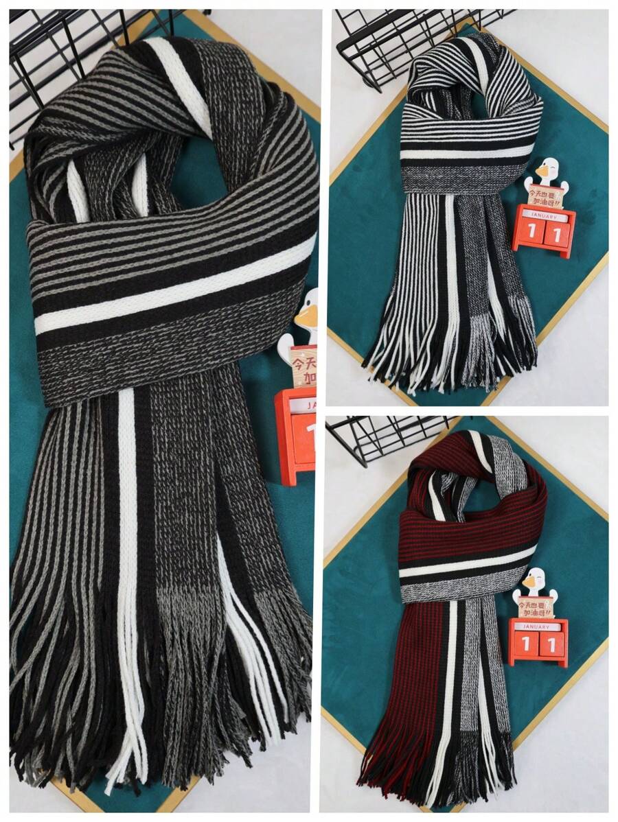 Khăn quàng cổ tua rua kẻ caro, chắp vá nhiều màu, khăn quàng cổ ấm áp & chăn cho cả nam và nữ, thích hợp cho mùa xuân, thu và đông - nhiều màu - Xem 1