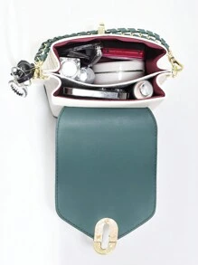 钻石图案手机包、女士单肩包、时尚迷你斜挎包、女士链条手提包和方形钱包 - 綠色 - 查看 4