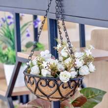 Coconut Brown Round Iron Chain Hanging Basket Flowerpot European Creative Fleshy Green Plant Chlorophytum Comosum Flowerpot - Apricot - View 3