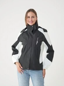 Patchwork Color Blocking Women Spring Autumn Outdoor Windbreaker Waterproof Quick Dry Sports Jacket