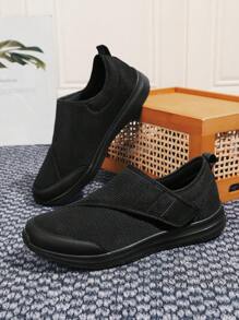 男女通用套脚鞋，可调节松紧，适合脚肿人士，也适合中老年人穿着。 - 黑色 - 查看 3