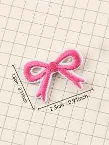 5 件装自粘卡通迷你红粉色刺绣蝴蝶结贴片适用于儿童服装鞋子 T 恤连衣裙熨烫衣服贴花 - 彩色 - 查看 2