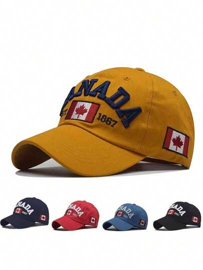 1pc Unisex Outdoor Embroidered CANADA Baseball Cap, Adjustable Sun Protection Casual Hat Suitable For Spring/Autumn Travel, Fashion Versatile Sun Visor Hat, Y2K Style For Young People