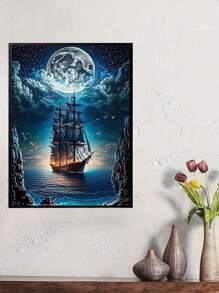 Kit de pintura de diamantes de 5D con mosaico de paisaje lunar, bordado de punto de cruz. Juego de pintura de diamantes DIY, decoración del hogar, manualidad de regalo