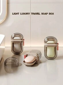 1 peça criativa nova moda mini compacto portátil viagem saboneteira, dupla camada selada transparente tampa drenagem caixa de sabão, armazenamento multifuncional pequeno estojo de sabão, adequado para casa, viagem, viagem de negócios, praia, natação, iate, academia, dormitório viagem essencial escola material escolar férias acampamento férias essencial acessórios de férias perfume para mulheres perfume para homens frasco de perfume