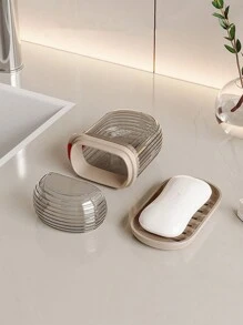 1 peça criativa nova moda mini compacto portátil viagem saboneteira, dupla camada selada transparente tampa drenagem caixa de sabão, armazenamento multifuncional pequeno estojo de sabão, adequado para casa, viagem, viagem de negócios, praia, natação, iate, academia, dormitório viagem essencial escola material escolar férias acampamento férias essencial acessórios de férias perfume para mulheres perfume para homens frasco de perfume