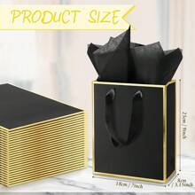 2 Pieces/5 Pieces/10 Pieces, Metal Paper Gift Bag With Handle And Paper Towel 9x 7x 3.1 Bridesmaid Welcome Gift Bag Thank You Christmas Thanksgiving Party Wedding Bride Pamper (Black/Pink/White), Gift Bag, Paper Gift Bag With Paper Towel, Women's Gift Bag With Handle Bridesma