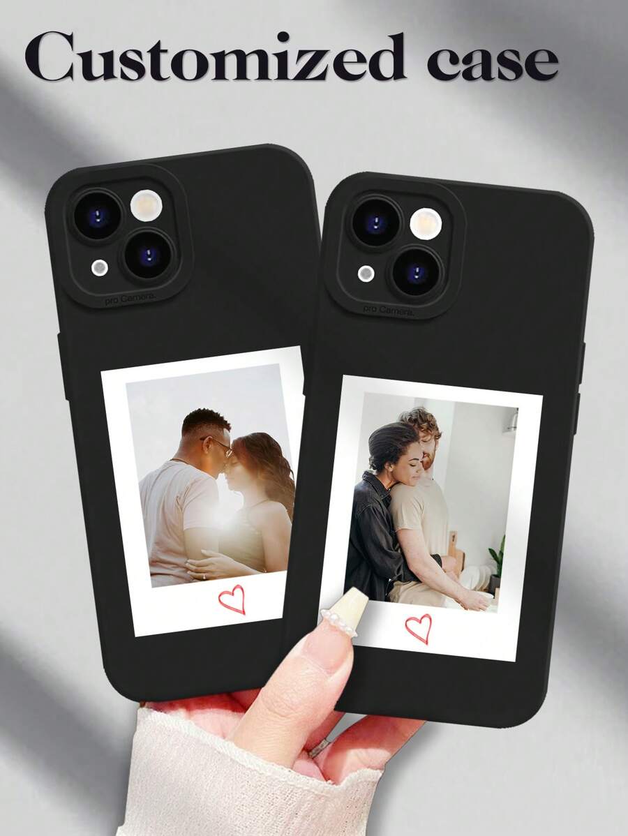 1pc Customized Large Hole Shock-Absorbing Silicone Lens Protection Phone Case, Compatible With IPhone17 Air 16 15 14 13 12 11promax, Galaxy S25 24 23 ULTRA FE A55 54 35, Fashionable Personalized Phone Case, Boyfriend, Girlfriend, Family, Friends, Grandparents, Couple, For Anniversaries, For Birthdays,International Version, Not The Domestic Version - Black - View 1