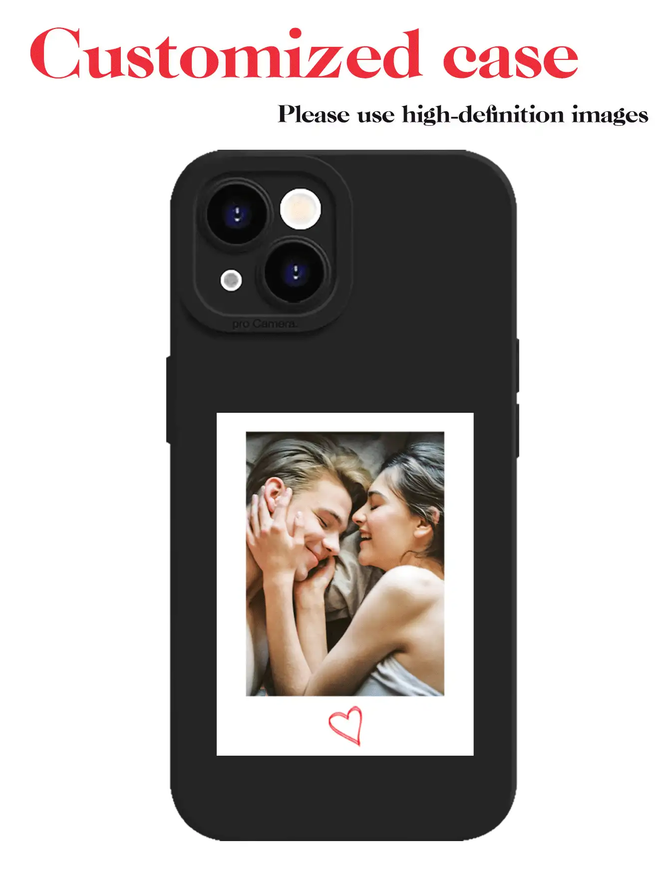 1pc Customized Large Hole Shock-Absorbing Silicone Lens Protection Phone Case, Compatible With IPhone17 Air 16 15 14 13 12 11promax, Galaxy S25 24 23 ULTRA FE A55 54 35, Fashionable Personalized Phone Case, Boyfriend, Girlfriend, Family, Friends, Grandparents, Couple, For Anniversaries, For Birthdays,International Version, Not The Domestic Version - Black - View 2
