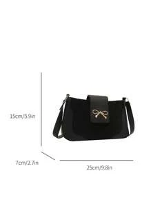 小众女士手提包，新款秋冬通勤单肩腋下包，韩版时尚斜挎包带蝴蝶结装饰，送给她的完美情人节礼物 - 黑色 - 查看 7