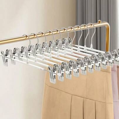10pcs/5pcs/1pc Fully Dipped Plastic Pants/Skirt Hangers, Stainless Steel Rust-Proof Clothes Drying Rack For Hanging Underwear, Pants, Skirts, Ideal For Home And Garment Store Use Dress Pants Shoes Jeans Boots Skirt,Spring,Minimalist,Summer Tops